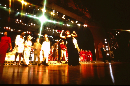 Debbie Byrne at conclusion with other singers