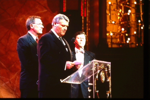Ray Martin listens as other present on stage