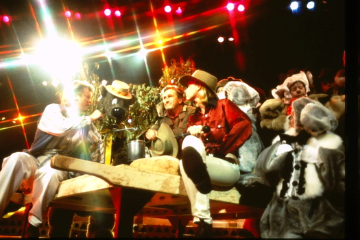 Peter Cupples, Humphrey B Bear, Frankie Holden and Jo Beth Taylor on stage