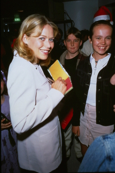 Jo Beth Taylor signing autographs backstage