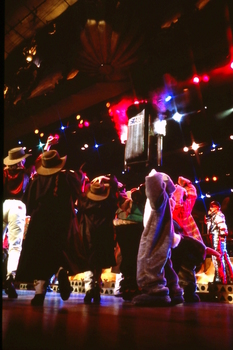 Dancers on the stage of the Sidney Myer Music Bowl