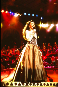 Marina Prior on stage at Carols