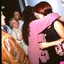 Marina Prior hugs Debra Byrne backstage