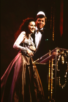 Marina Prior and Ray Martin on stage