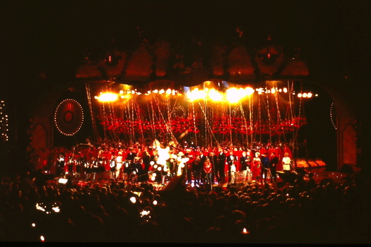 View of Carols by Candlelight stage from middle of audience