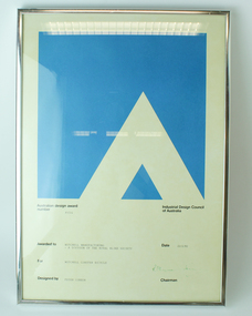 Cream paper with large blue square and cream 'A' with no cross line