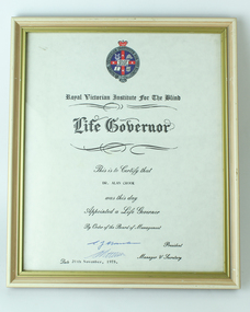 White paper with crest and black writing - Dr Alan Crook