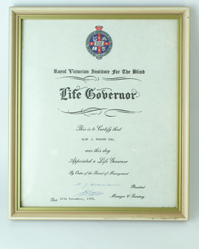 White paper with crest and black writing - Alan J Murphy