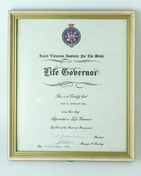 White paper with crest and black writing - John H. Weymouth