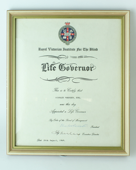 White paper with crest and black writing - Stanley Marsden