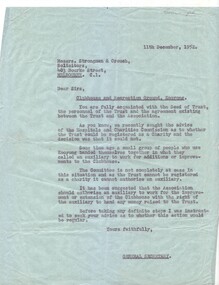 Typed letter on blue paper