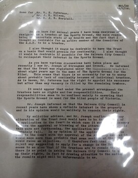 First page of unsigned resignation letter
