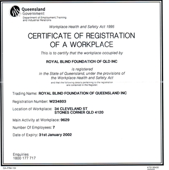 Black writing on white paper with QLD government logo