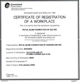 Black writing on white paper with QLD government logo