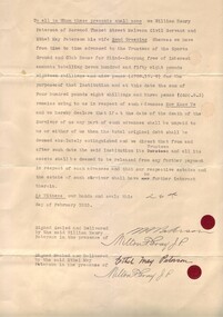 Signed agreement by William and Ethel Paterson with seal of Milton Gray J.P.
