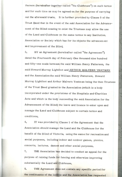 Typed legal agreement for Kooyong Clubhouse and grounds