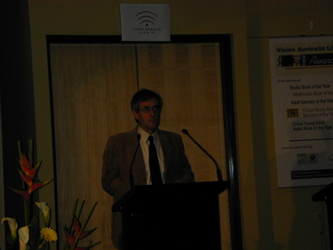 Author Don Watson presenting the Braille Book of the Year Award