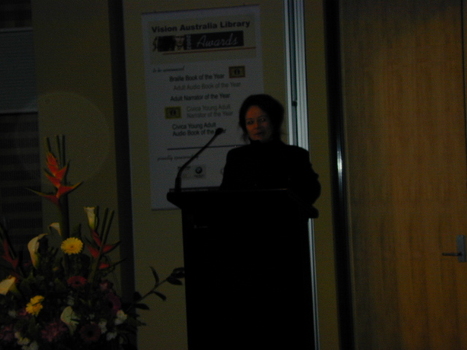 - Hilary McPhee (publisher/editor) presenting Adult Audio Book of the Year Award