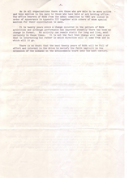 Typewritten page on the beginnings of the NABA