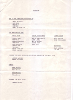 List of people who were on the committee, were office bearers or provided support