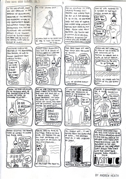 Black writing on white page with illustrations