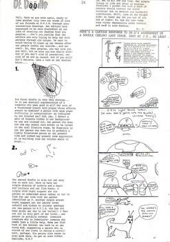 Black writing on white page with illustrations