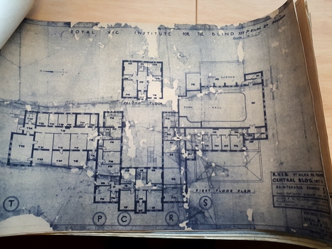 First floor and second floor plan of main building showing doorway and window placement