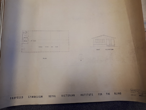 East side view and plan for proposed gymnasium