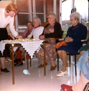 Residents enjoy morning tea at the unofficial ceremony