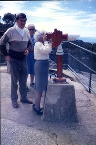 Three people at a lookout near Myrtleford