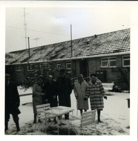 Kelaston residents braving the snow in the courtyard