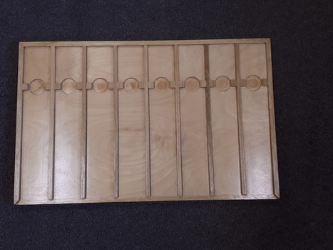 Wooden board with card dividers with accompanying printed and braille booklet
