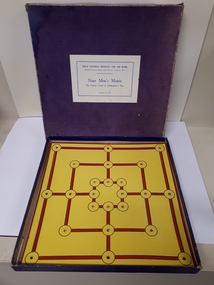 Yellow and red board inside purple box