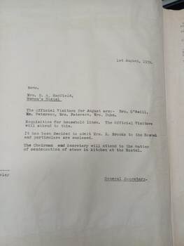 Letter to Mrs E A Hadfield regarding Committee decisions