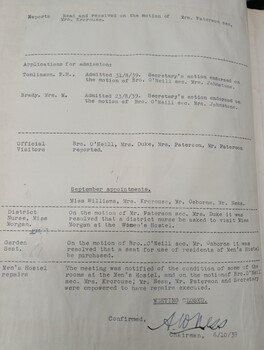 Minutes from the September 1, 1939 meeting