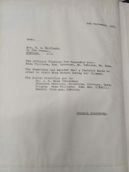 Letter to Mrs E A Hadfield regarding Committee decisions
