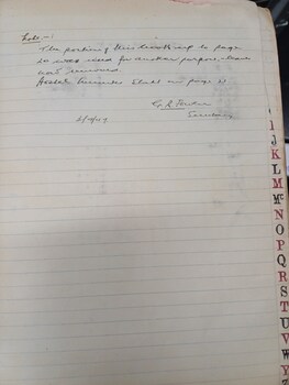Handwritten note that book originally used for audit purposes but now committee minutes