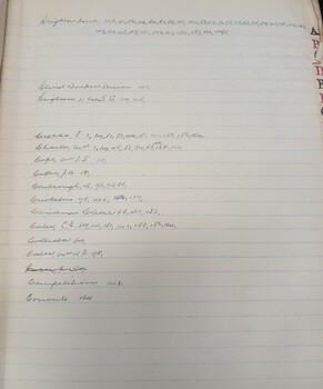 Start of index on alphabetical pages
