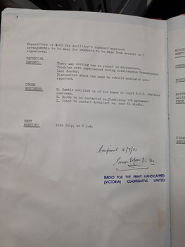 Minutes of RPH Directors meeting 1981