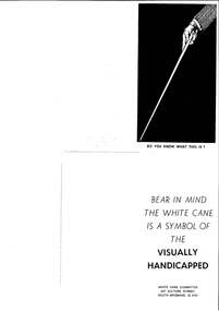 Pamphlet showing white cane