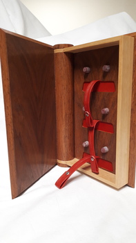 Inside of wooden cassette box