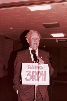Arthur Wilkins speaking at John Wicking's farewell
