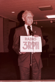 Arthur Wilkins speaking at John Wicking's farewell