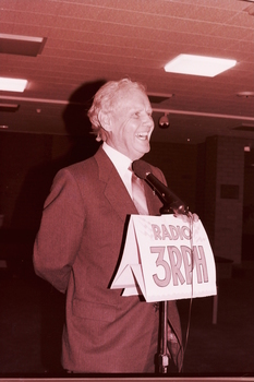 Arthur Wilkins speaking at John Wicking's farewell