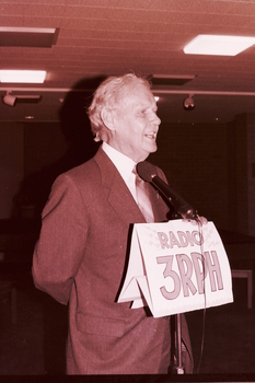 Arthur Wilkins speaking at John Wicking's farewell