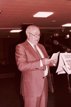 John Wilson speaking at John Wicking's farewell