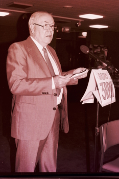 John Wilson speaking at John Wicking's farewell