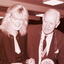 Blonde woman and John Wicking at his farewell