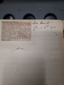 Newspaper cutting about the first social evening held at the Braille Library