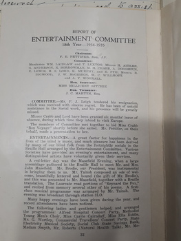 Report of the Entertainment Committee for the year 1934-1935
